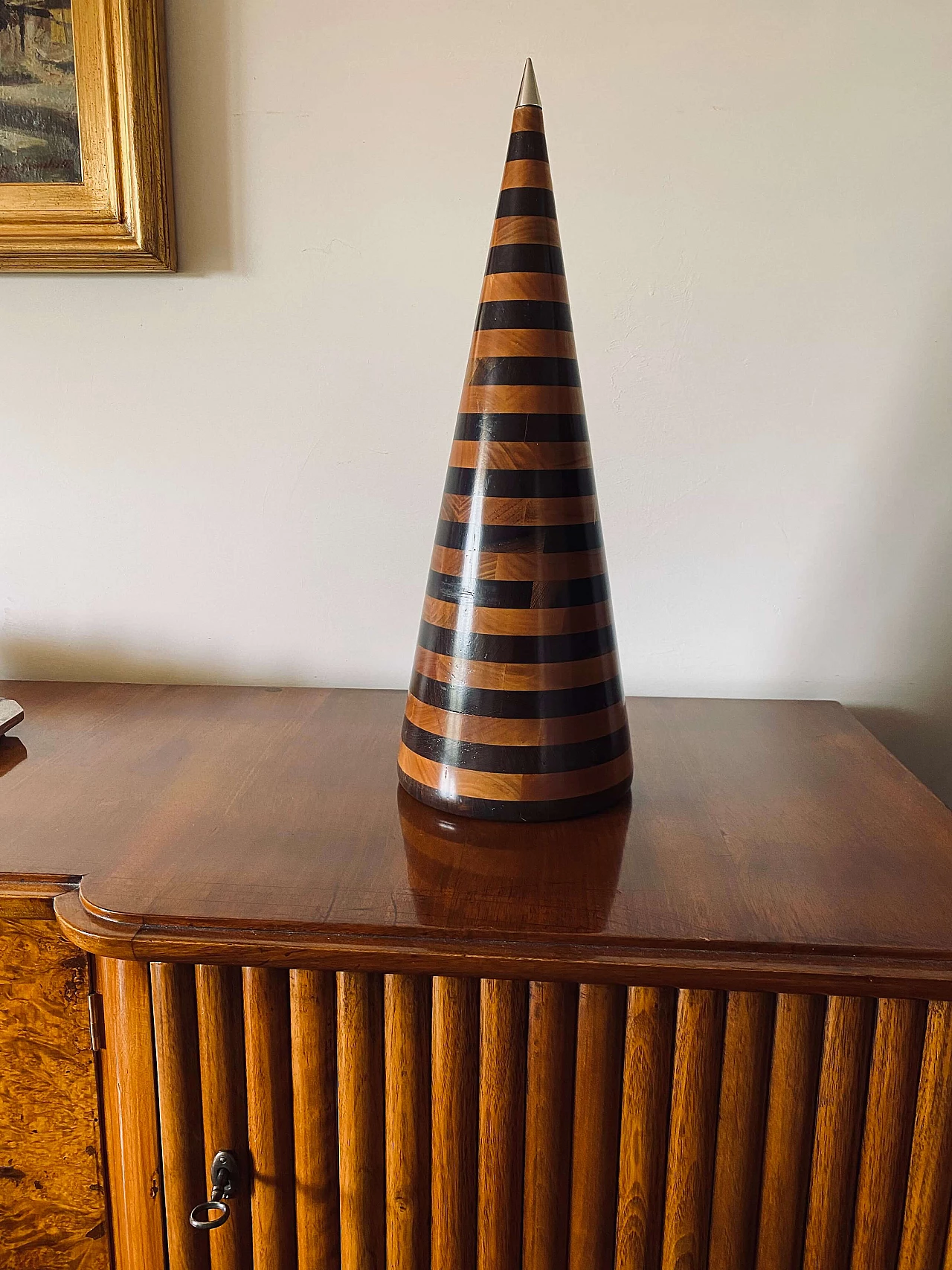 Conical solid wood sculpture by Salmistraro, 1970s 20