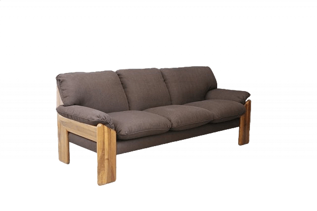 Brown wooden sofa by Saporro, 1970s 11