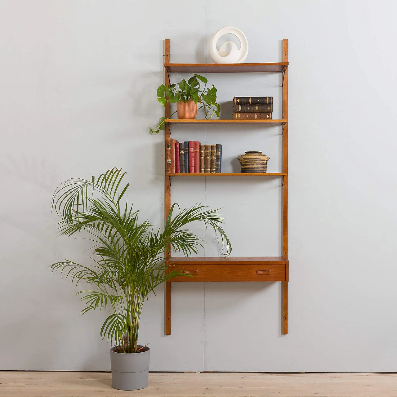 Modular Danish teak shelving system wall unit in Cadovius Sorensen style, 1960s 1