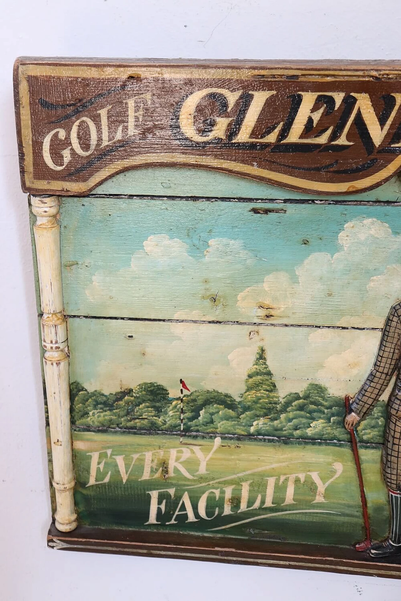 Insegna dipinta a mano su legno per il golf club Gleneagles, anni '20 3