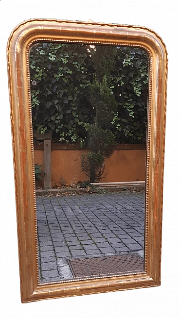 Gilded tray mirror with spinning top motif and mercury mirror, 19th century