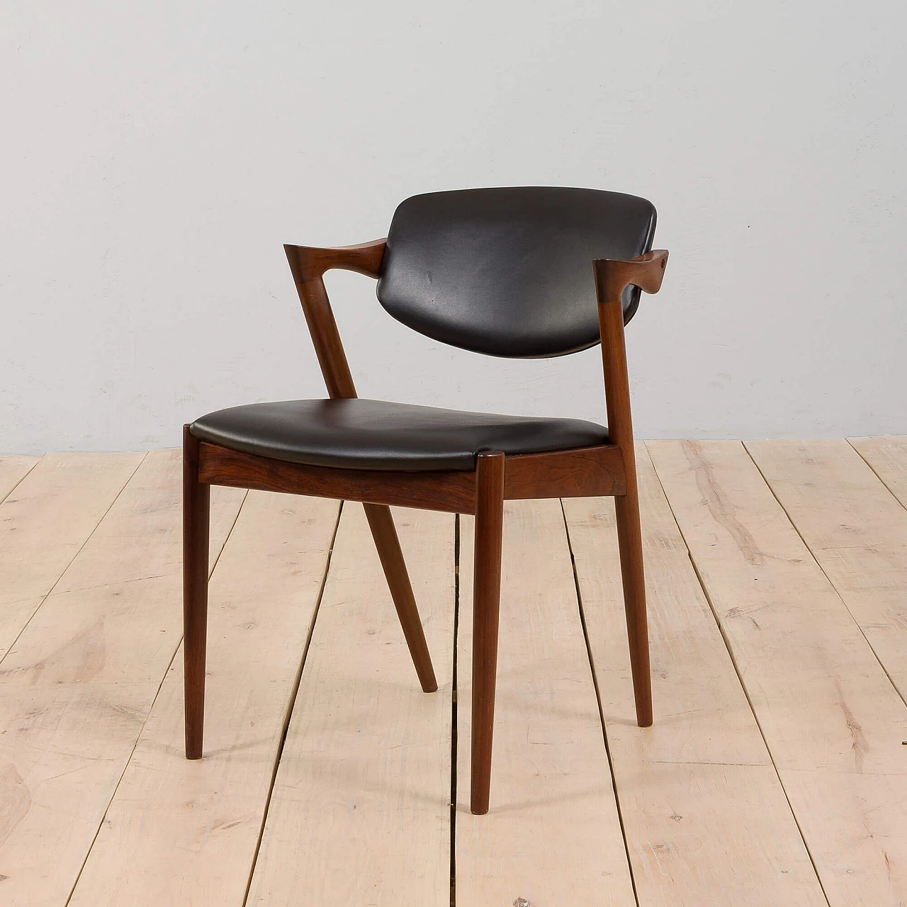 Rosewood and black leather chair model 42 by Kai Kristiansen, 1960s 1