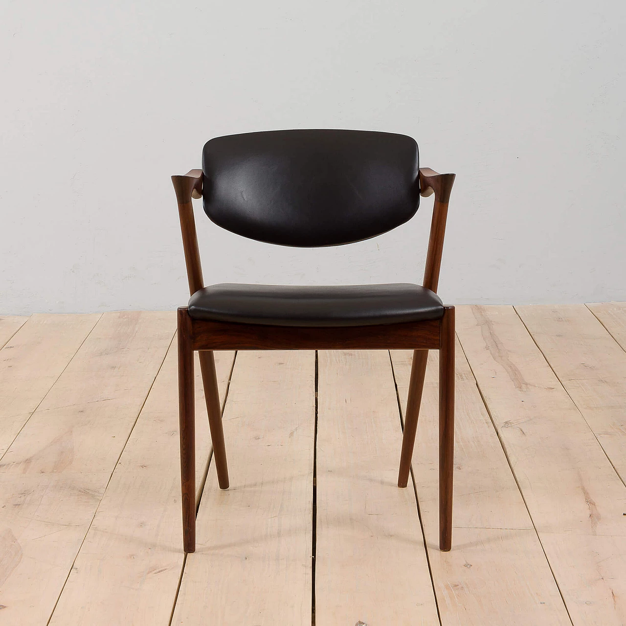 Rosewood and black leather chair model 42 by Kai Kristiansen, 1960s 2