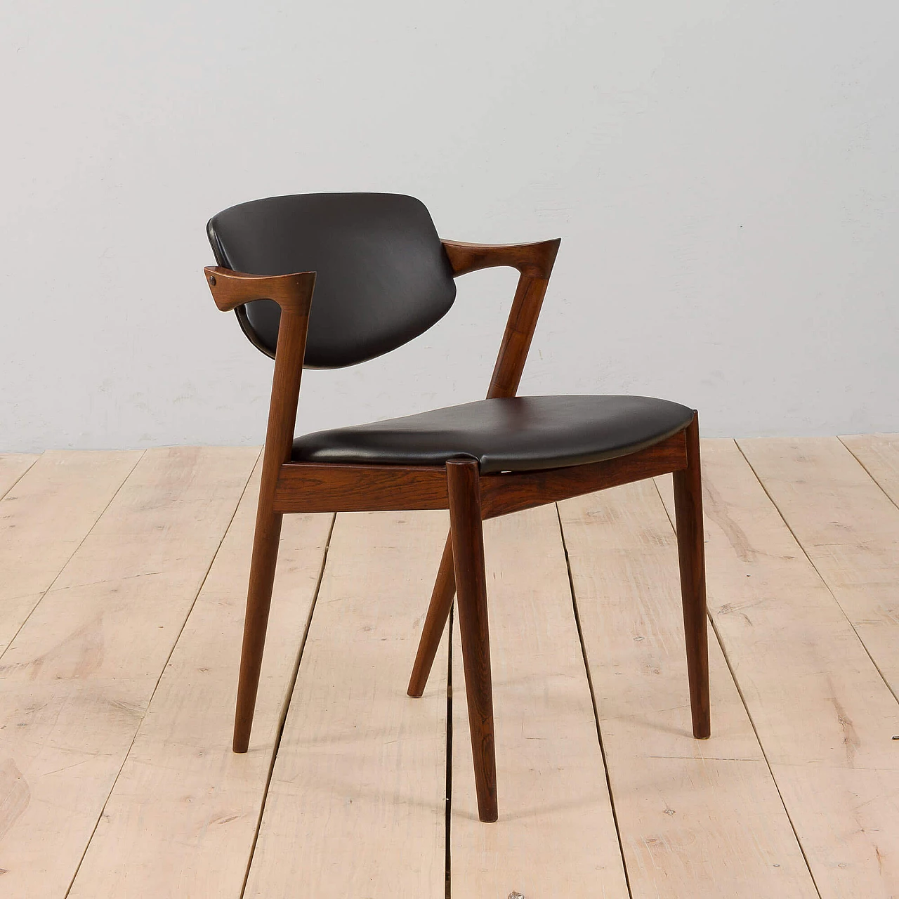 Rosewood and black leather chair model 42 by Kai Kristiansen, 1960s 3