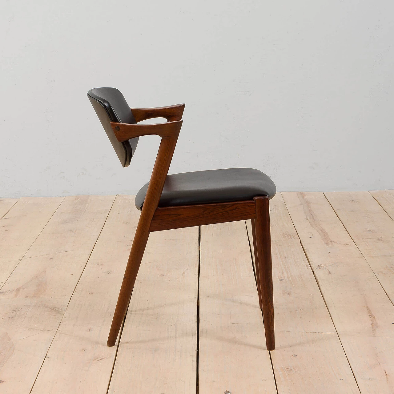 Rosewood and black leather chair model 42 by Kai Kristiansen, 1960s 4