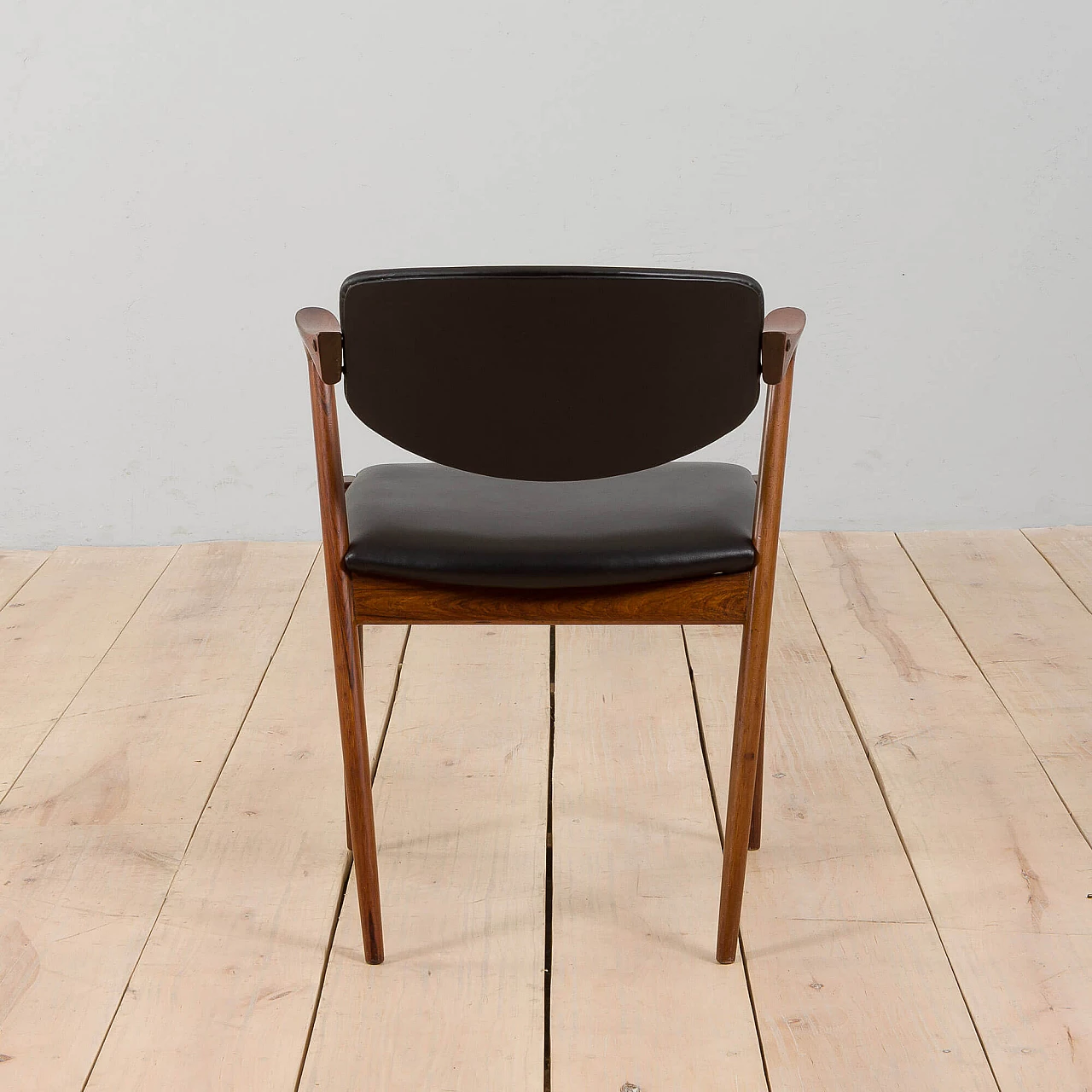 Rosewood and black leather chair model 42 by Kai Kristiansen, 1960s 5