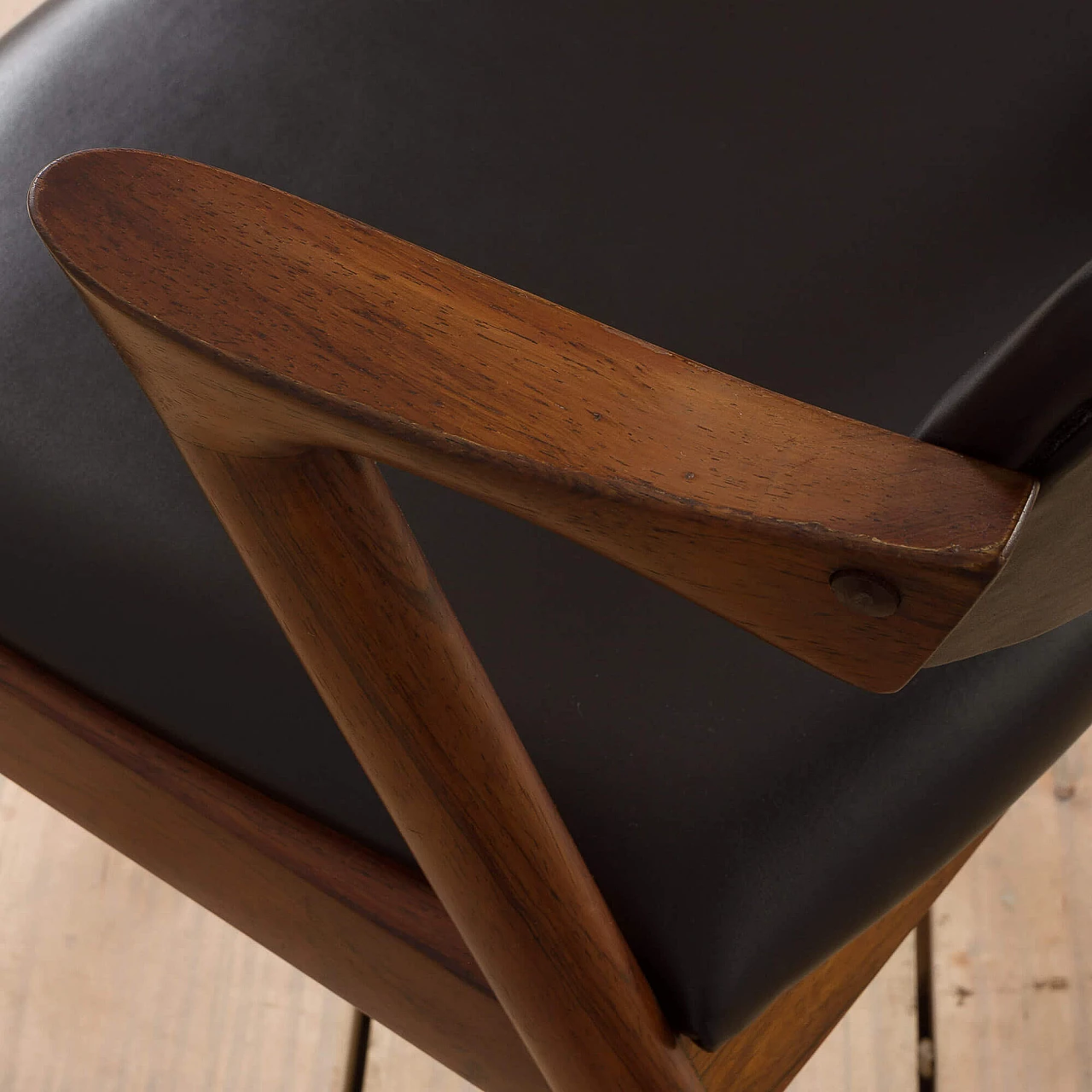 Rosewood and black leather chair model 42 by Kai Kristiansen, 1960s 7