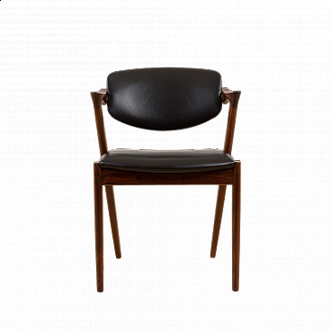 Rosewood and black leather chair model 42 by Kai Kristiansen, 1960s