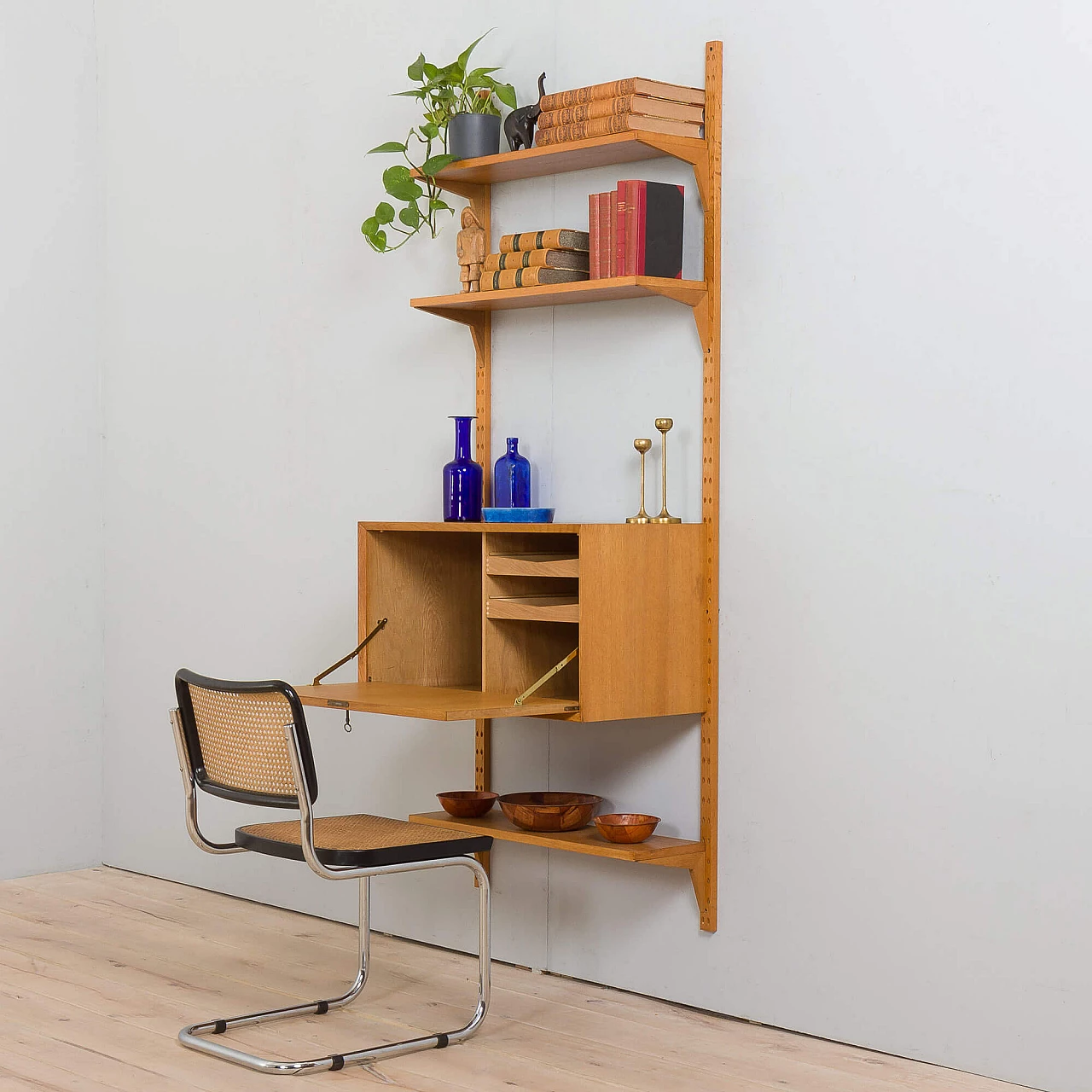 Oak wall cabinet with secretaire by Poul Cadovious, 1960s 15