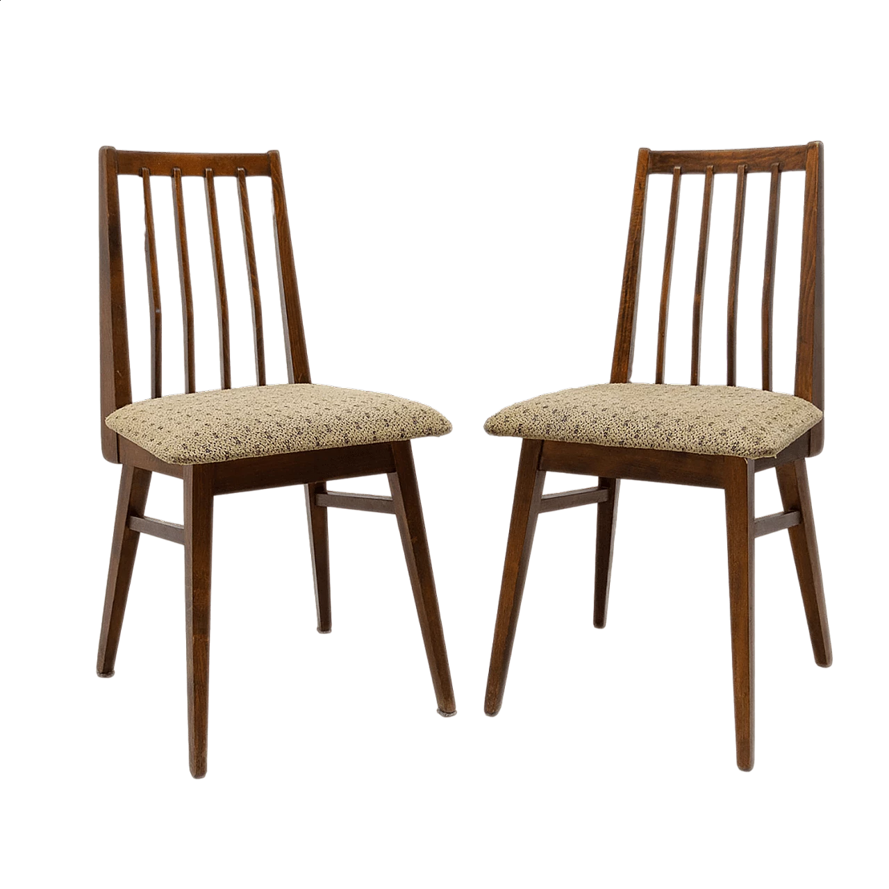 Pair of beechwood chairs with fabric seats, 1960s 21