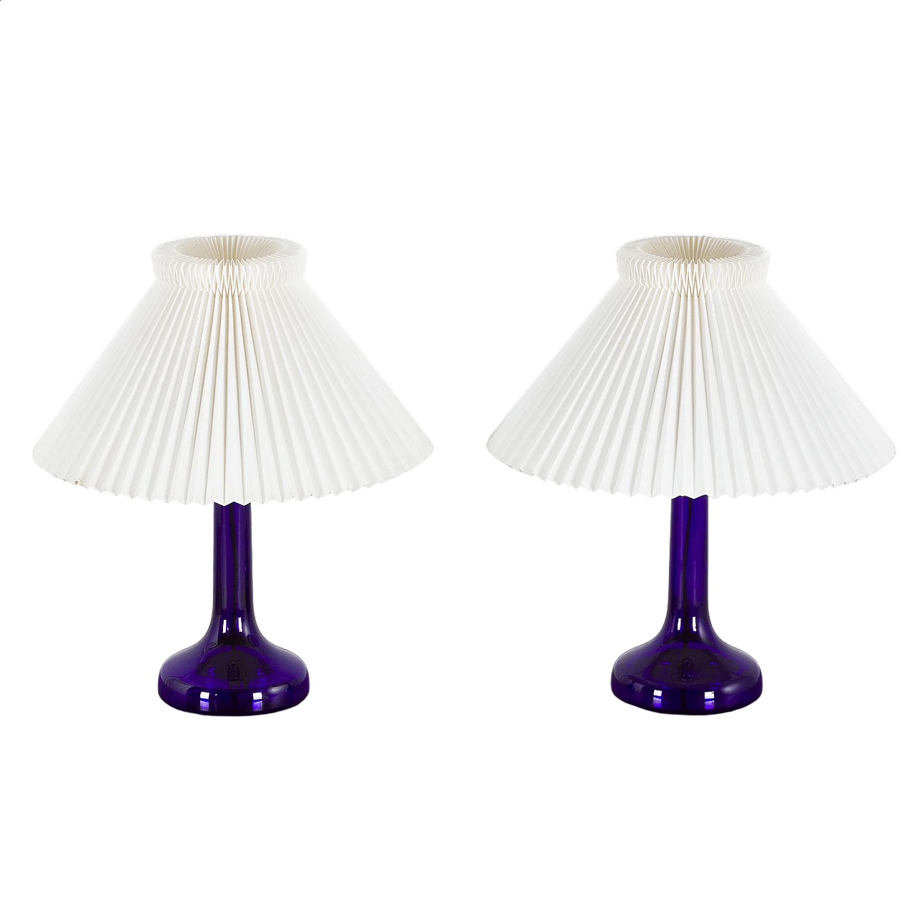 Pair of deep blue table lamps by Holmegaard for Le Klint, 1970s 12