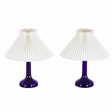 Pair of deep blue table lamps by Holmegaard for Le Klint, 1970s