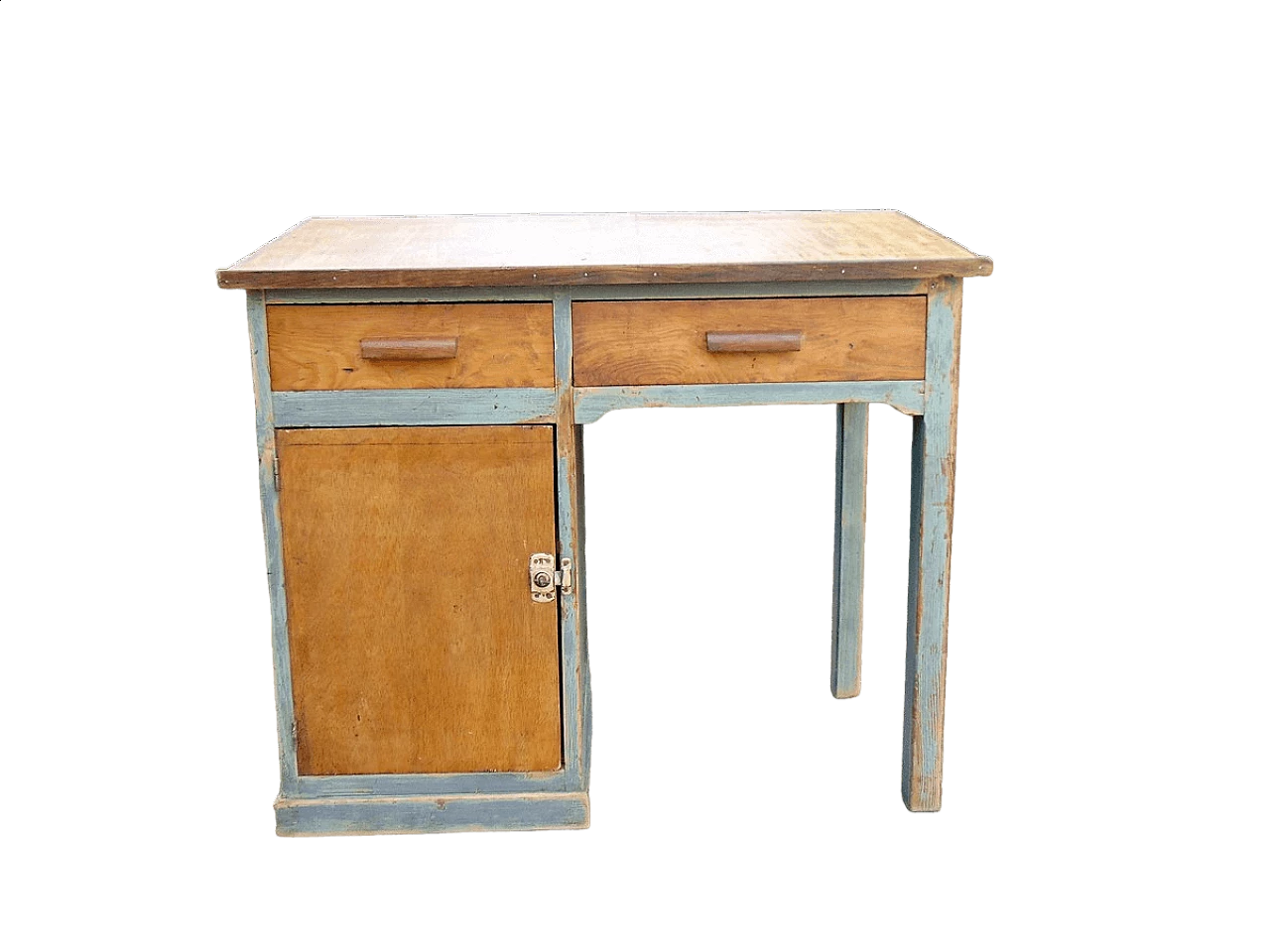 Scrivania in legno con cassetti e piano inclinato, anni '50 13