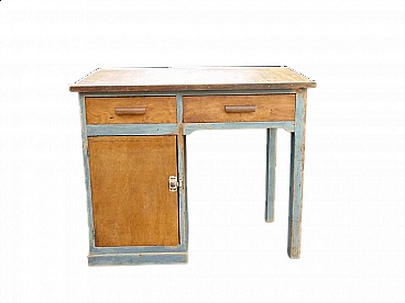 Wooden desk with drawers and sloping top, 1950s