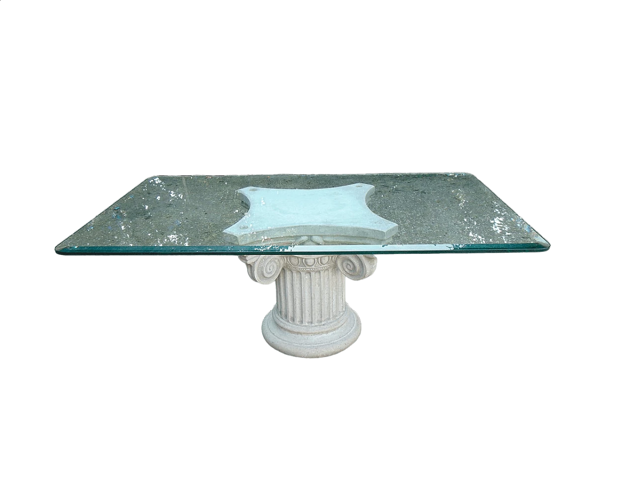 Coffee table with capital base and glass top Italgarden, 1980s 7