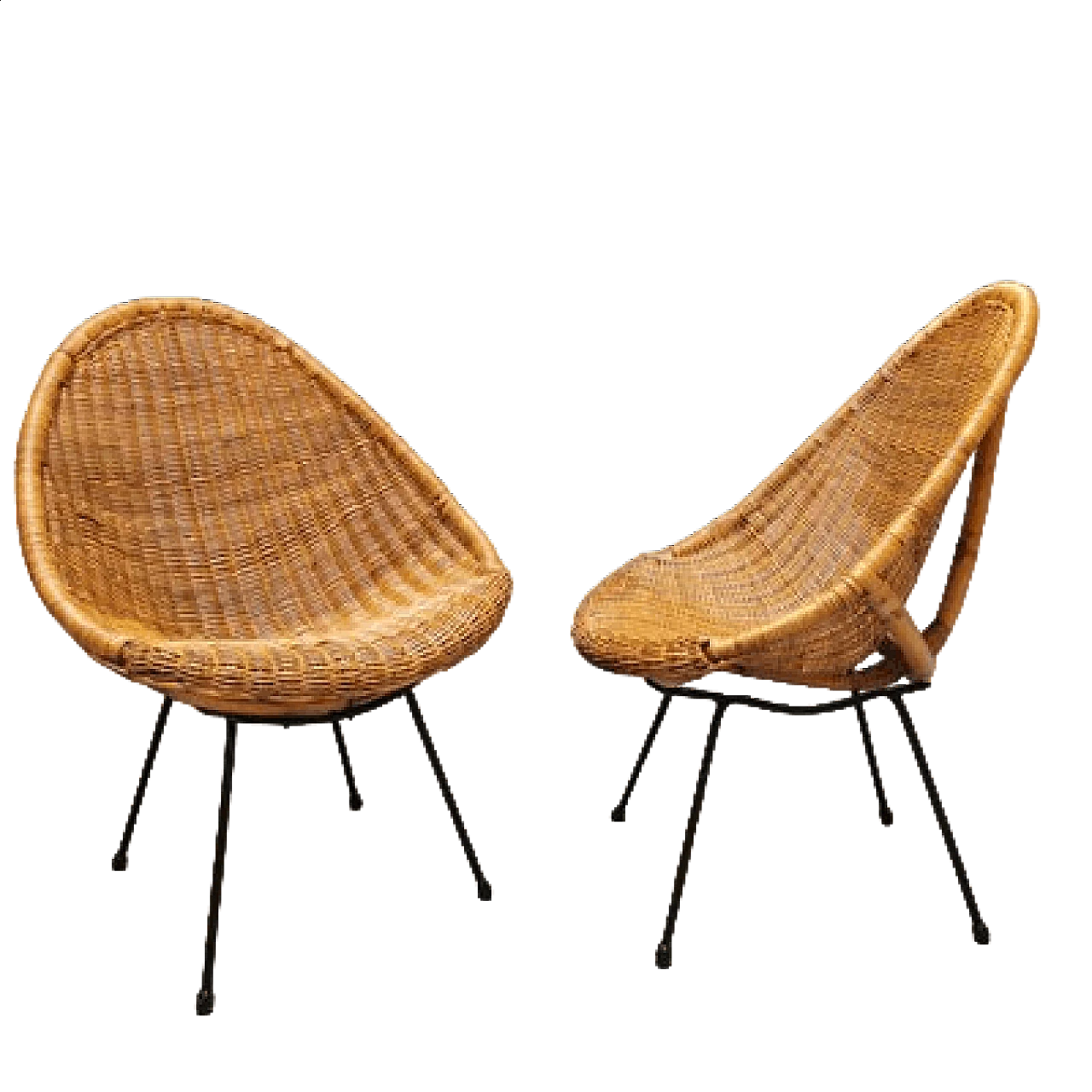 Pair of rattan armchairs, 1950s 9