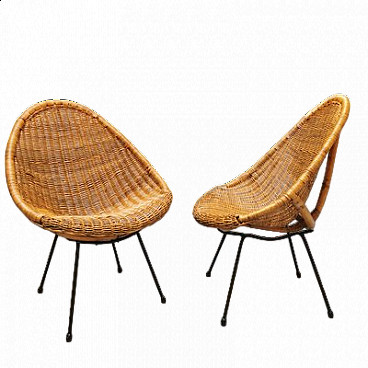 Pair of rattan armchairs, 1950s