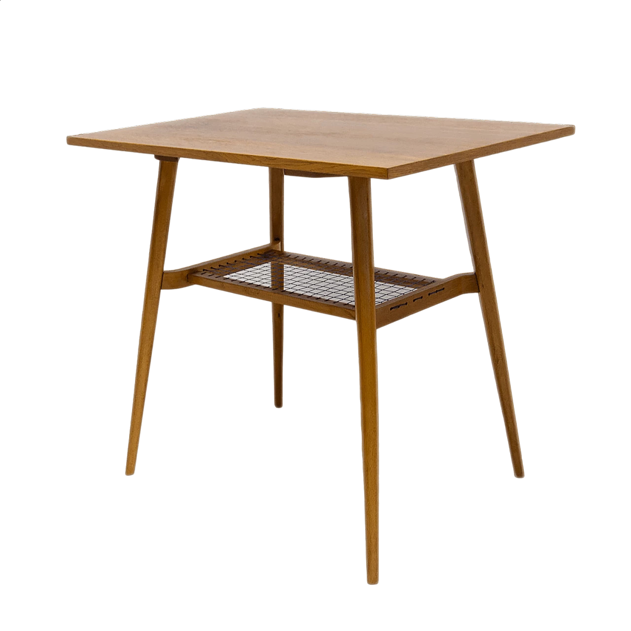 Oak side table with double shelf by Dřevopodnik Holešov, 1960s 15