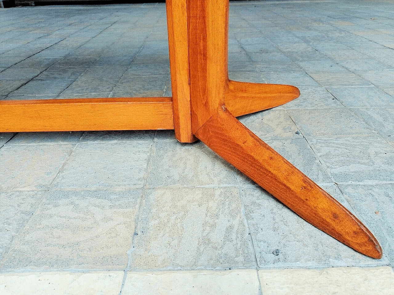 Wooden table with red top by Ico Parisi for Rizzi, 1950s 5