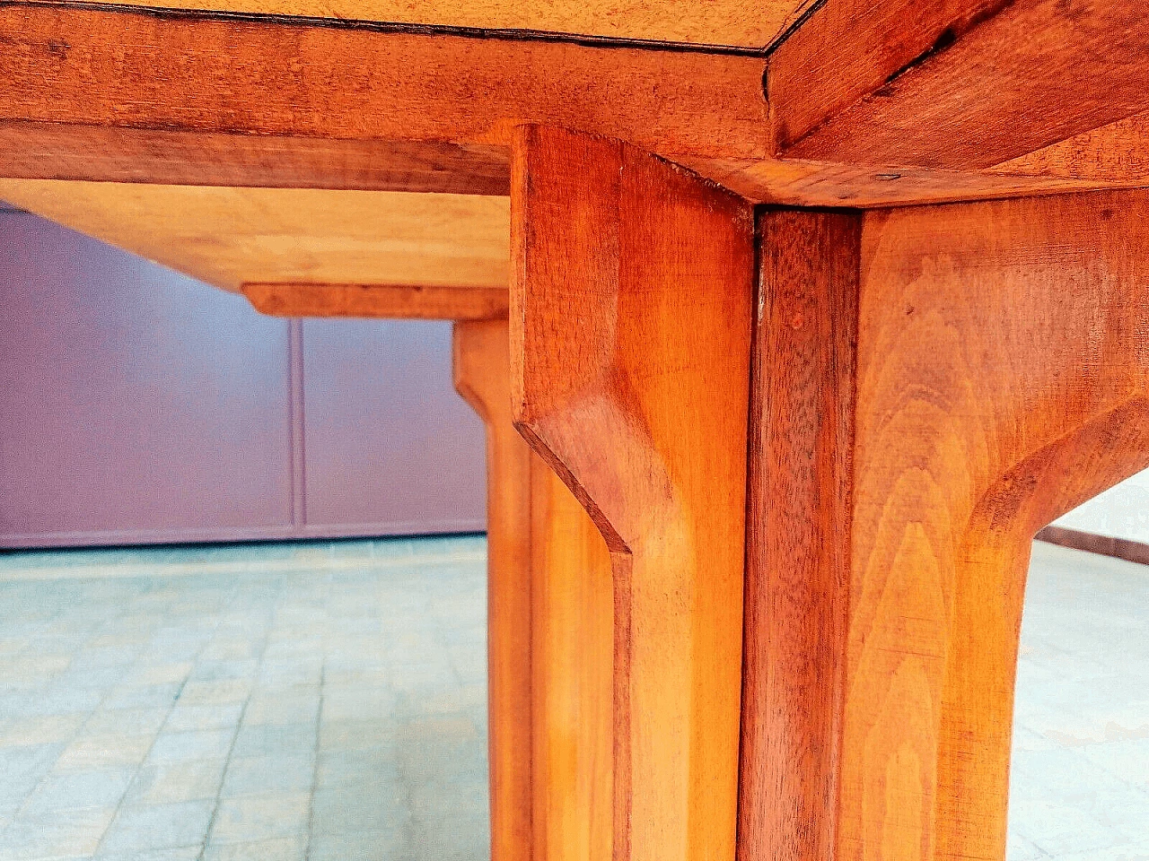 Wooden table with red top by Ico Parisi for Rizzi, 1950s 11