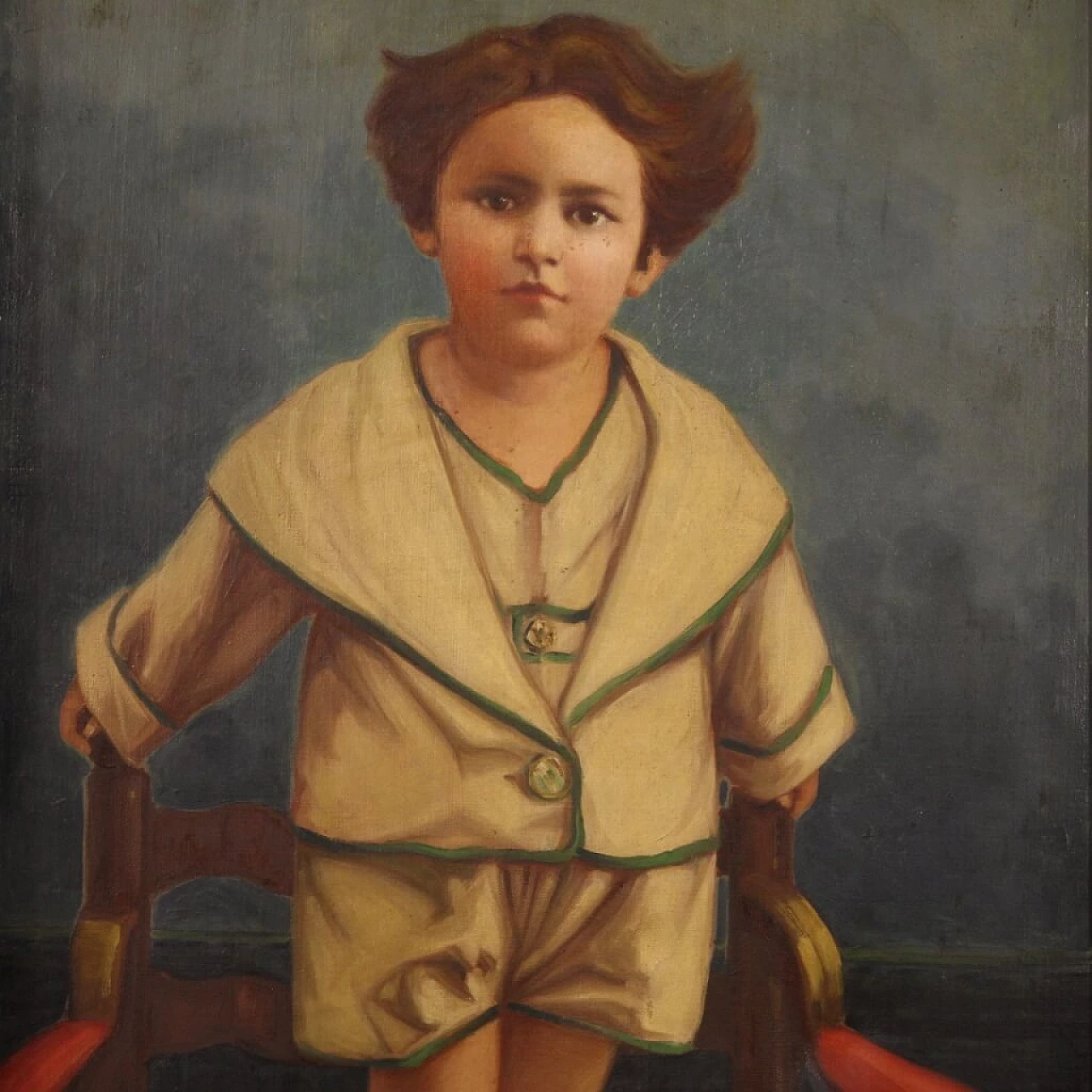 Portrait of a child standing on a chair, oil on canvas, 1921 2