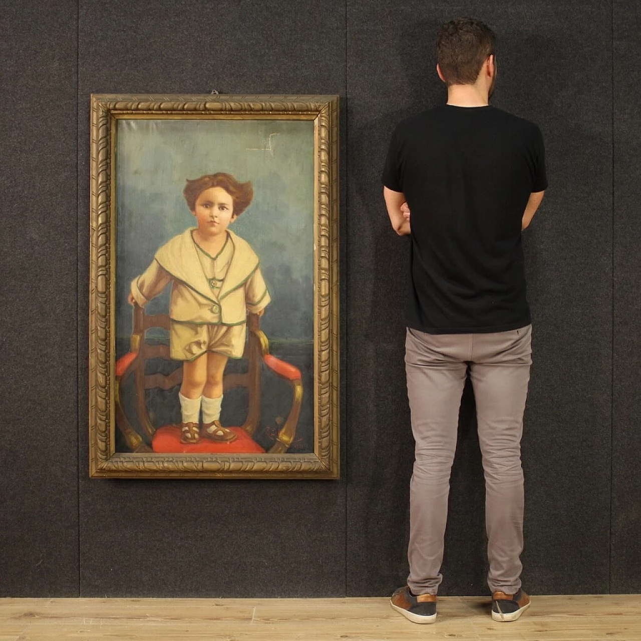 Portrait of a child standing on a chair, oil on canvas, 1921 4