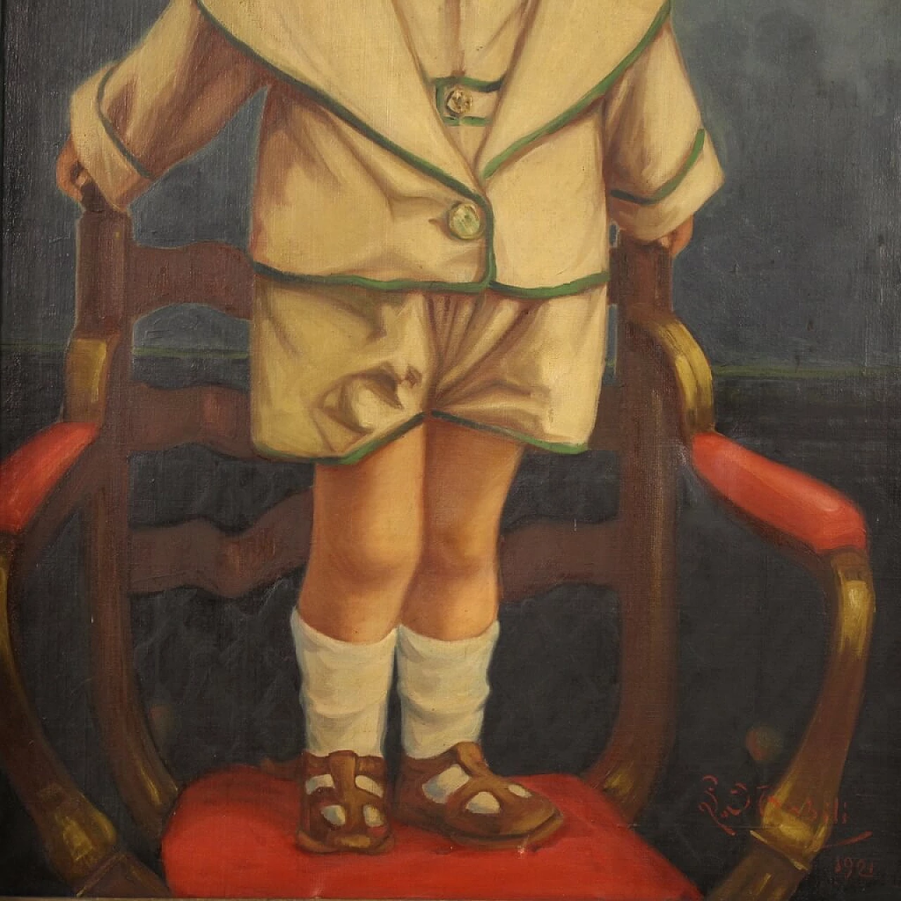 Portrait of a child standing on a chair, oil on canvas, 1921 8