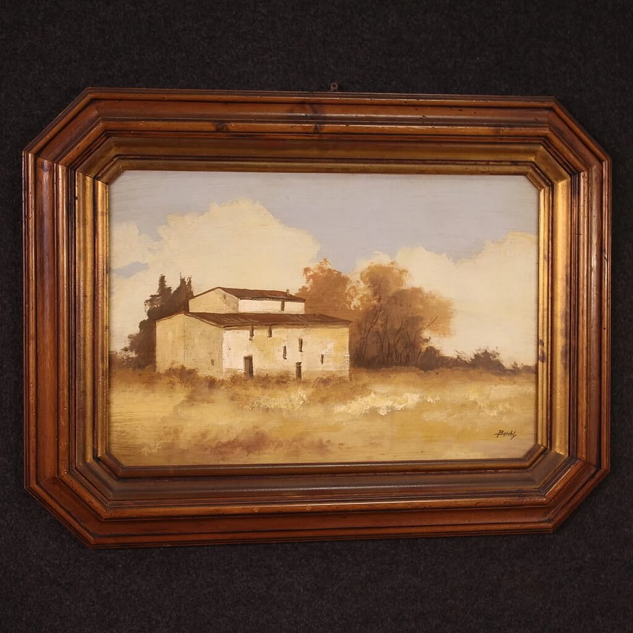 Landscape with building, oil on masonite, 1970s 7