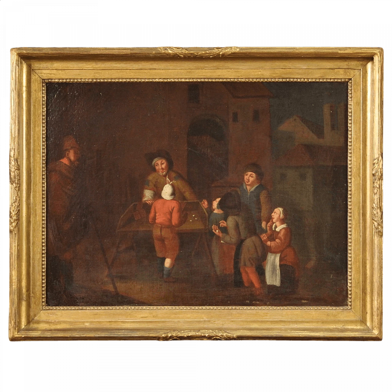 Painting of the dice game, Flemish school, oil on canvas, 17th century 13