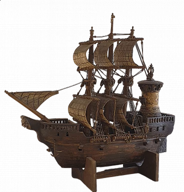 Louis XIV wooden model sailing ship, 17th century