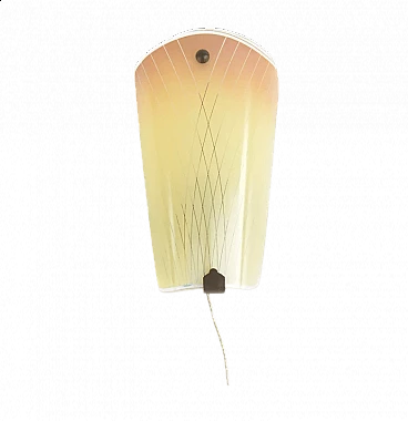Single wall lamp in glass and brass by AKA Leuchten, 1950s