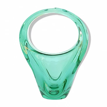 Glass basket by M. Klinger for Zelezny Brod Sklo, 1960s