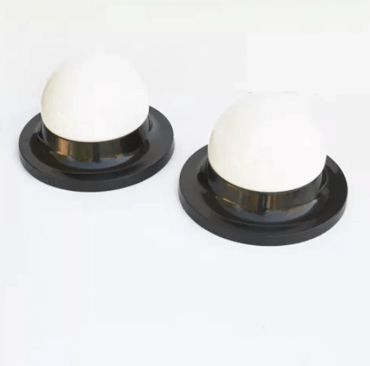 Pair of opaline glass wall lamps by Polam, 1970s 2