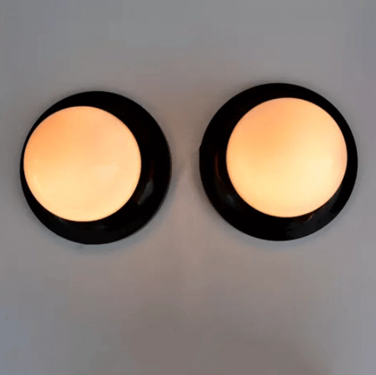 Pair of opaline glass wall lamps by Polam, 1970s 7