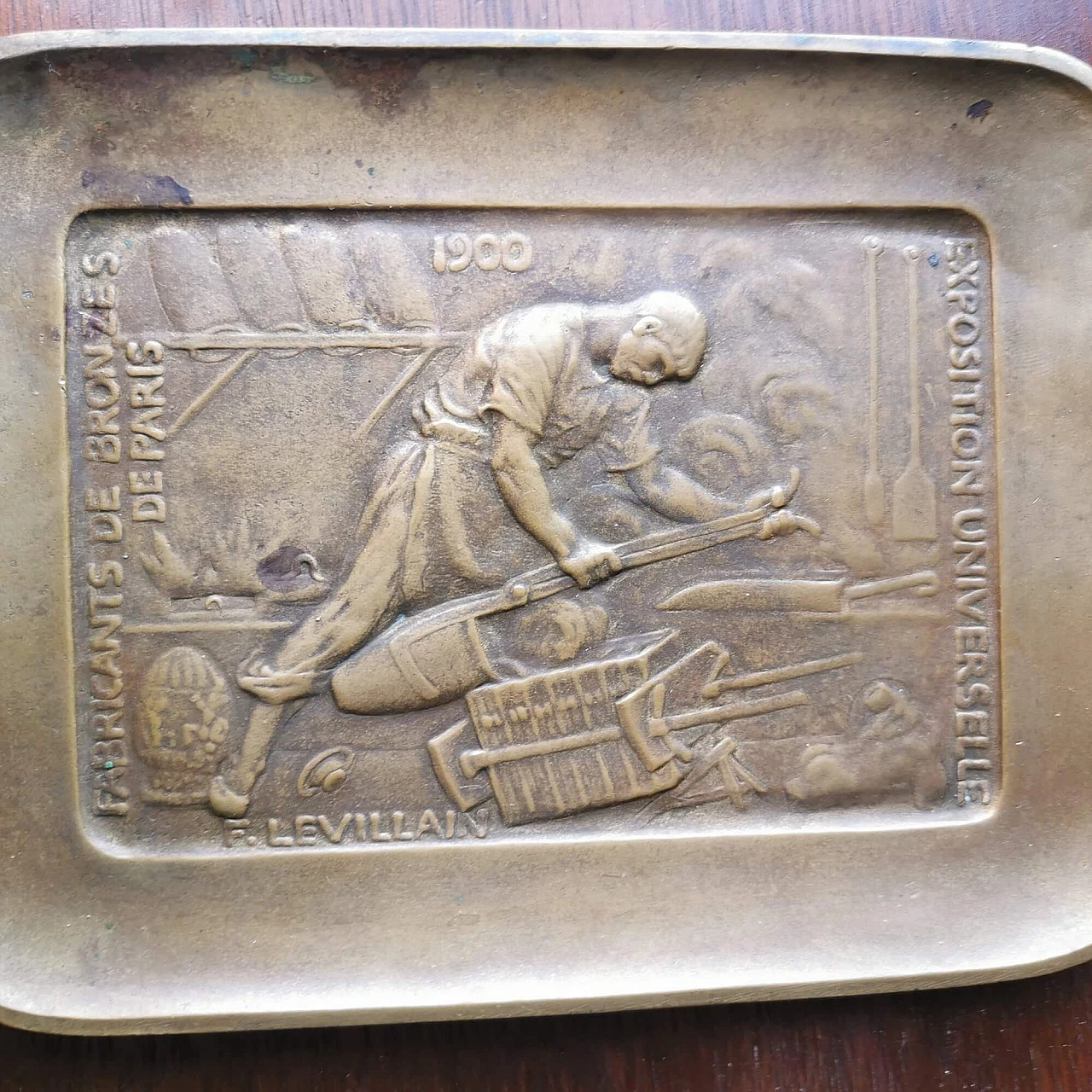 Vassoio in bronzo di Ferdinand Levillain, 1900 4
