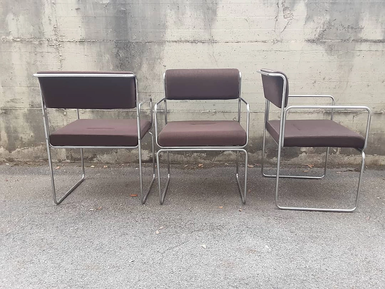 6 Chairs in metal and fabric by Giovanni Carini for Planula, 1970s 1