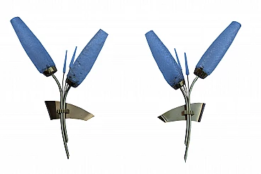 Pair of wall lamps for Maison Arlus, 1960