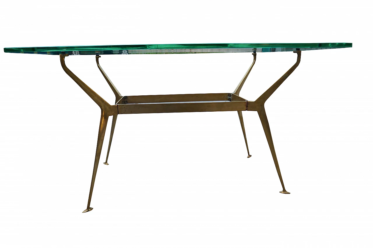 Tavolino in ottone e vetro di Cesare Lacca, anni '60 2