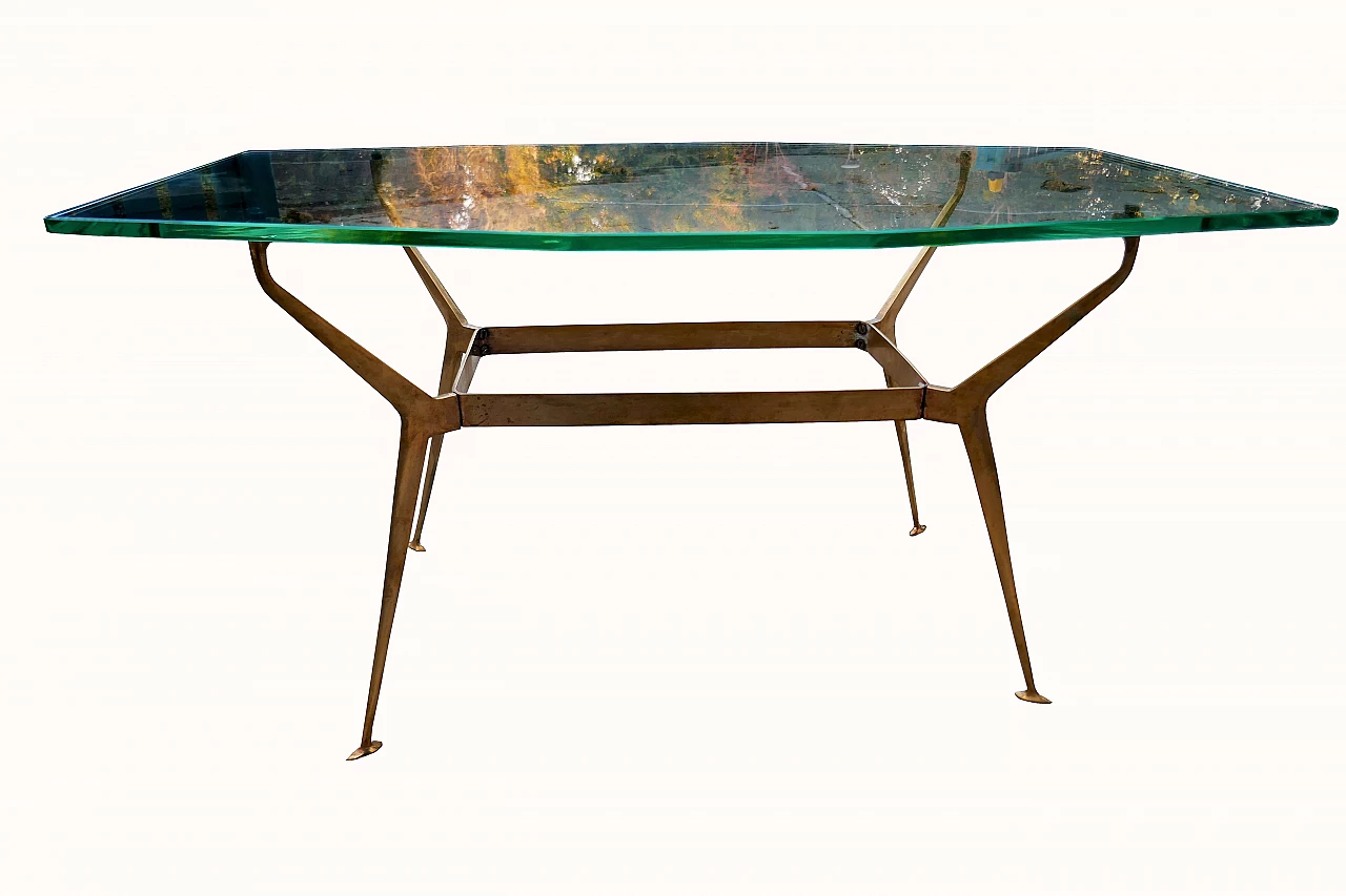 Brass and glass table by Cesare Lacca, 1960s 3