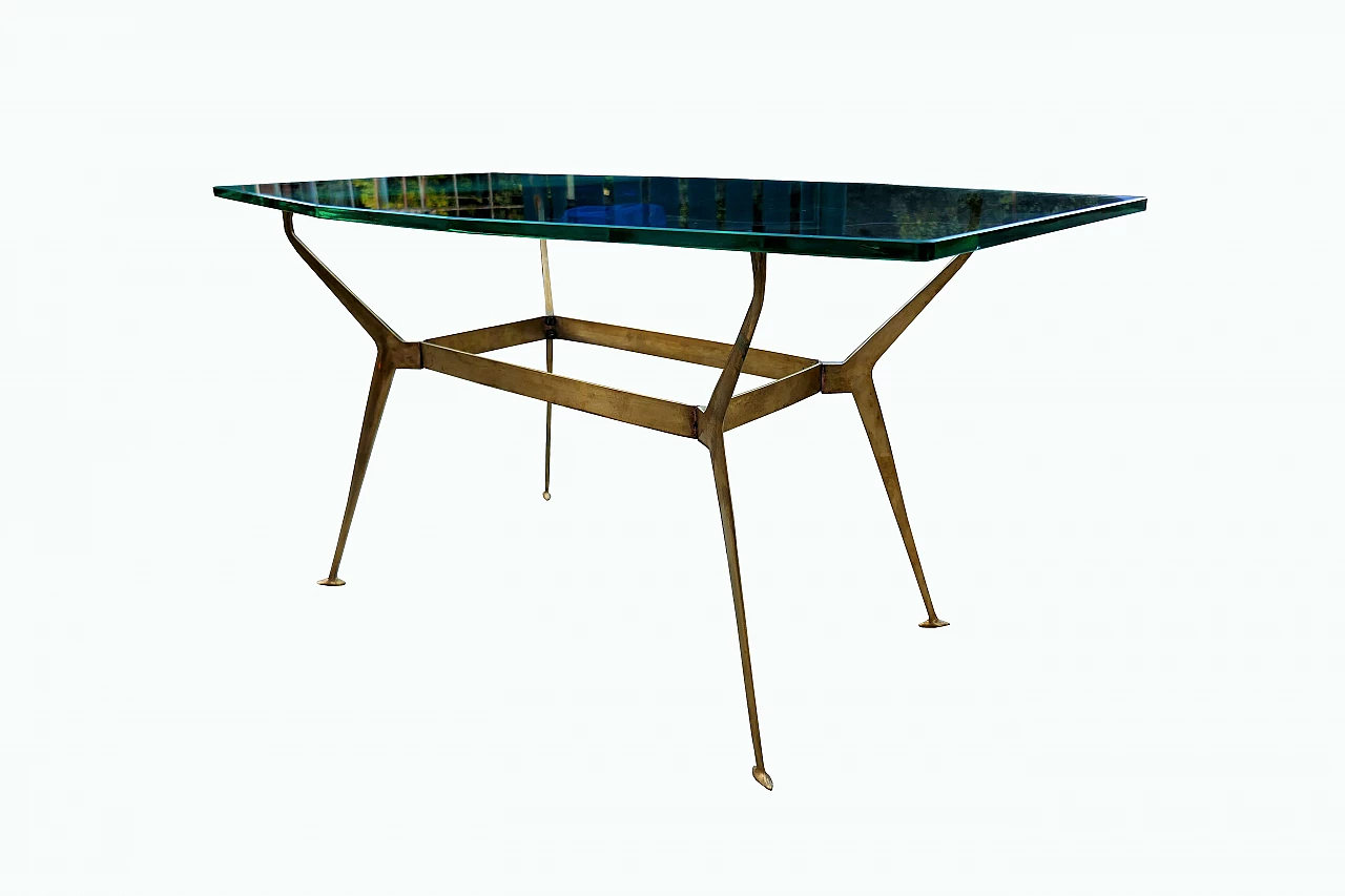 Tavolino in ottone e vetro di Cesare Lacca, anni '60 4