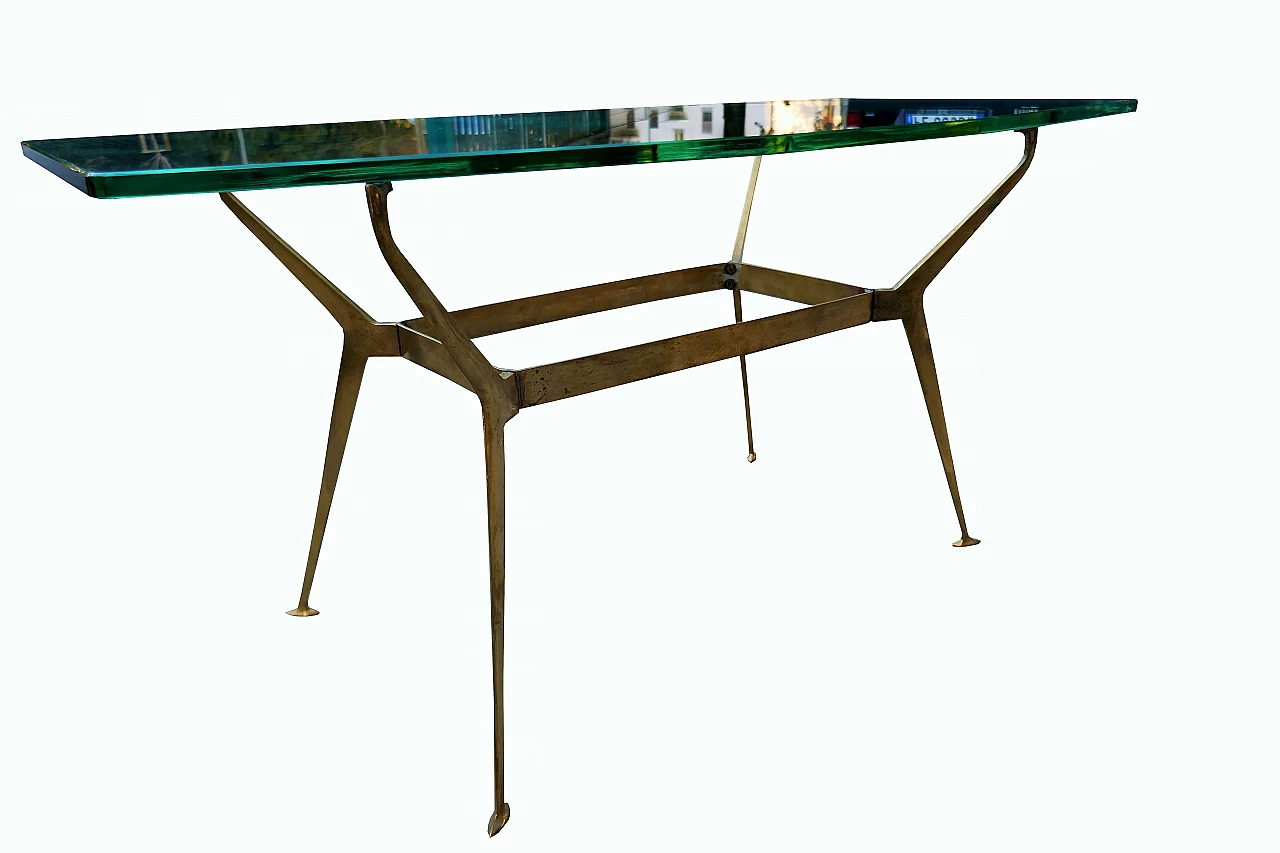 Tavolino in ottone e vetro di Cesare Lacca, anni '60 6