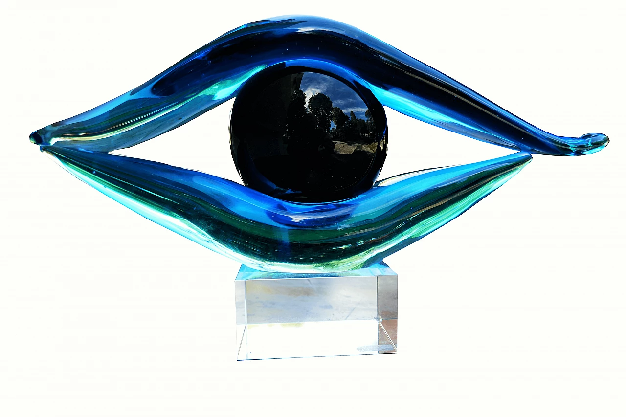 Murano submerged glass eye sculpture, 1990s 1