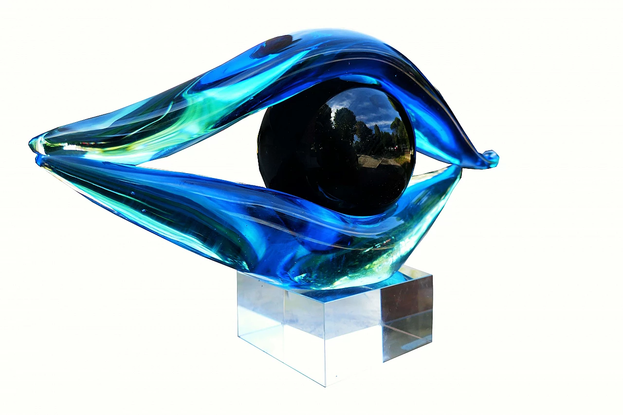Murano submerged glass eye sculpture, 1990s 4