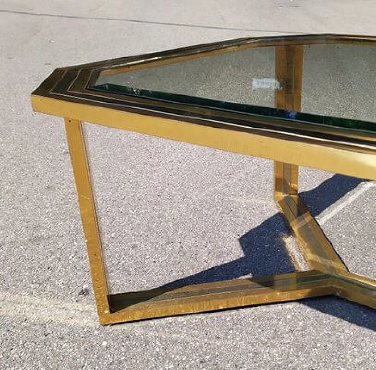 Grande tavolino in ottone, anni '70 3