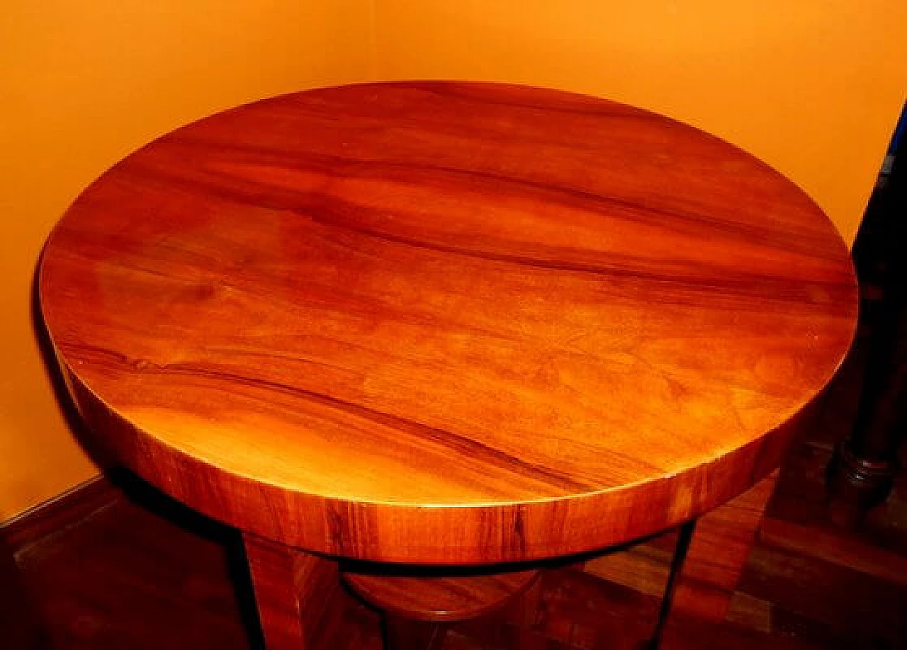 Tavolino rotondo in legno in stile Art Déco, anni '50 2