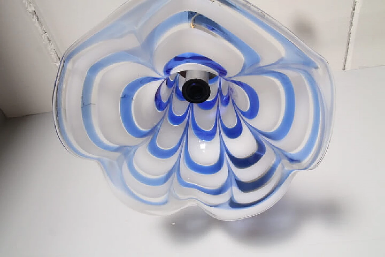 Flower-shaped lamp in blue and white glass by Mazzega, 1970s 2