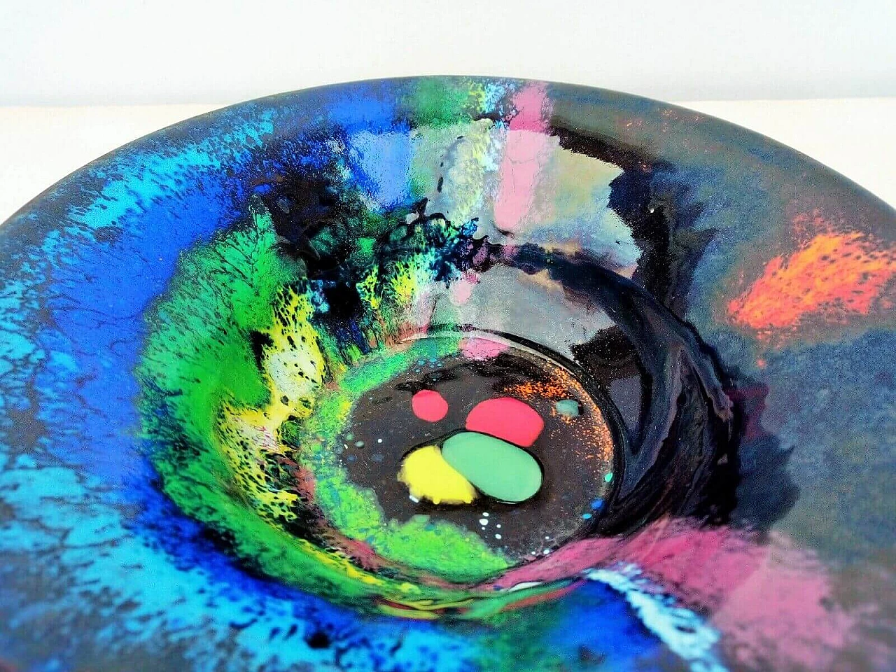 Multicoloured enamelled copper bowl by Paolo De Poli, 1955 5