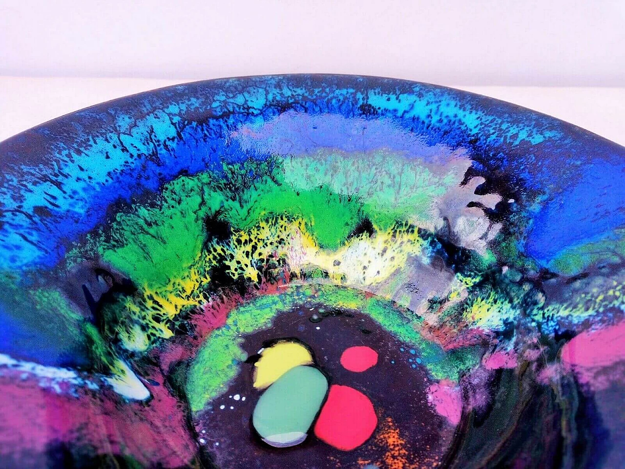 Multicoloured enamelled copper bowl by Paolo De Poli, 1955 9