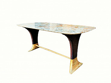 Onyx, wood and brass coffee table by Osvaldo Borsani, 1950s