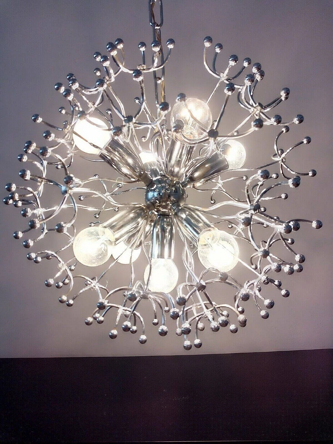 Lampadario attribuito a Sciolari, anni '70 1